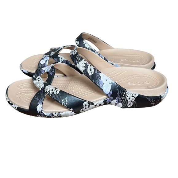 CROCS Sandals Womens Sz 9 Meleen Twist Shoes Floral Rubber Slide Slip On Comfort - Picture 2 of 10